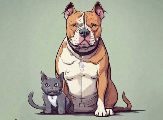 American Bully and Cat