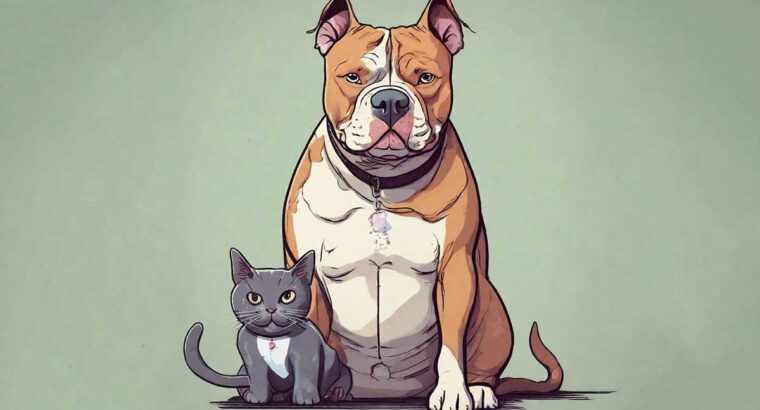 American Bully and Cat