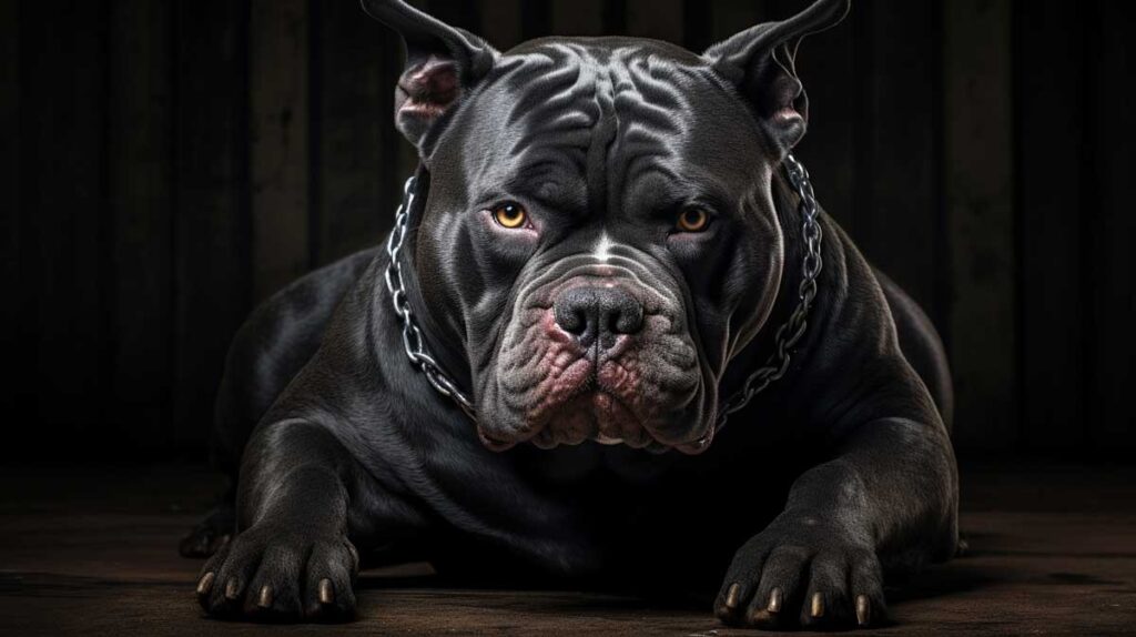 American bully guarding dog